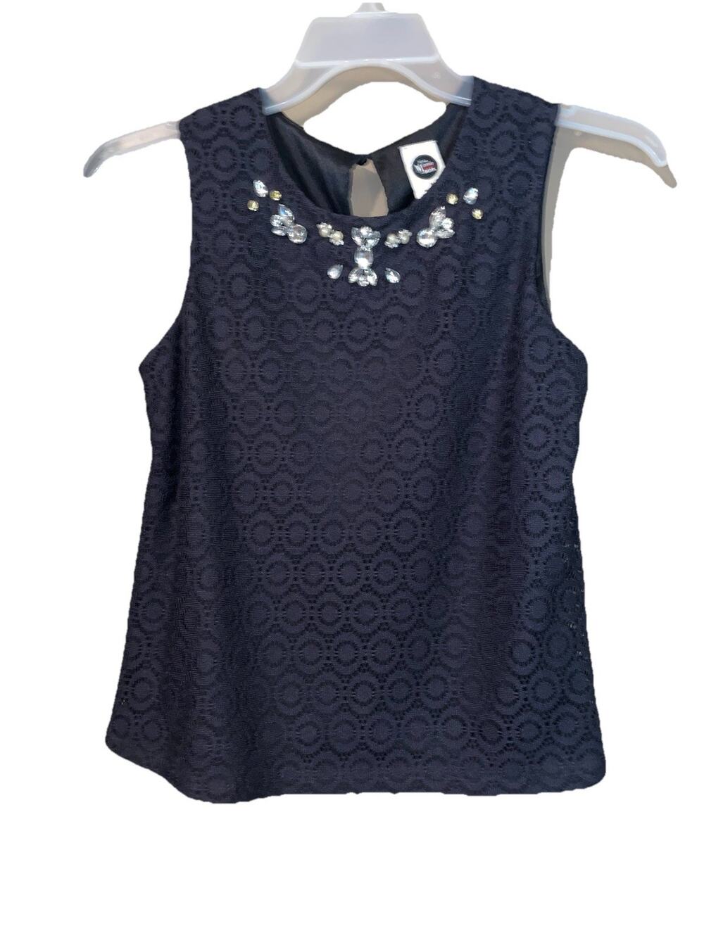 Disney Minnie Rocks The Dots Black Women’s M Tank Top Keyhole Back Rhinestones